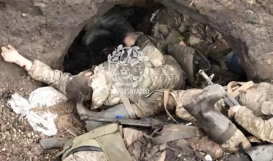 KIA Russian soldiers after their position was hit by artillery