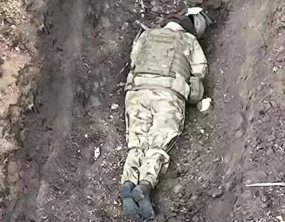 KIA Russian soldiers after their position was hit by artillery