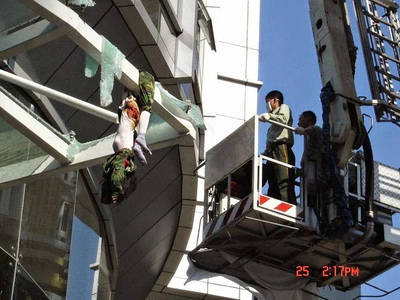 Suicide jumper nearly split in half