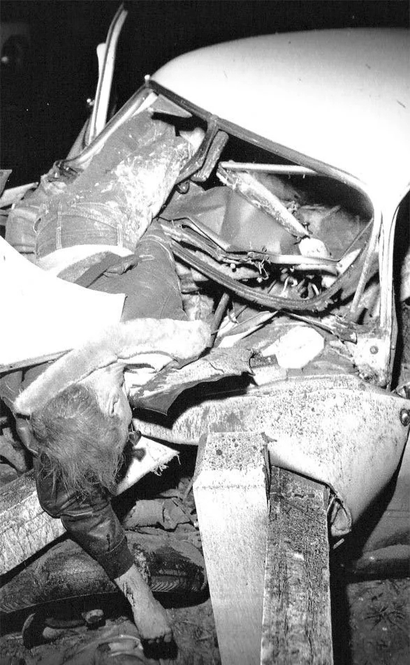 Car crash scenes from the 1950s