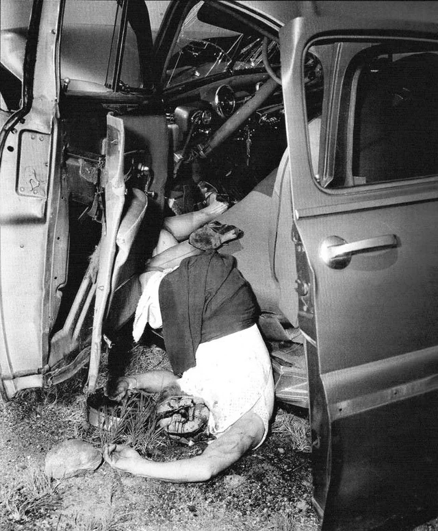 Car crash scenes from the 1950s