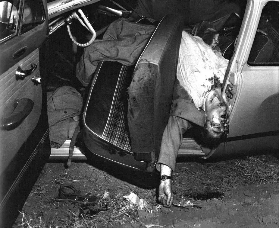 Car crash scenes from the 1950s