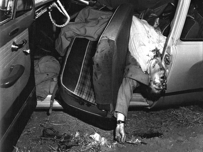 Car crash scenes from the 1950s