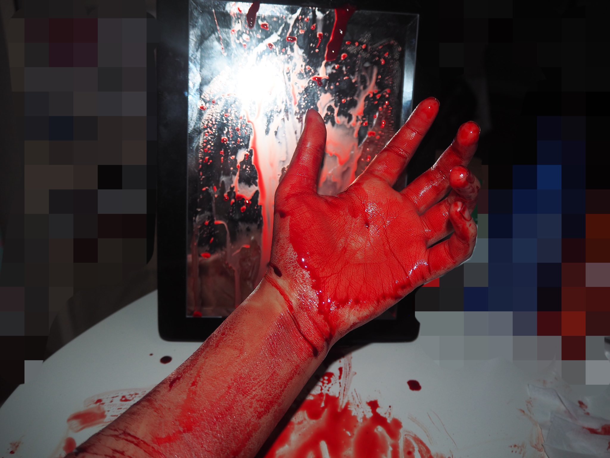 Depressed teenager bloody self harm