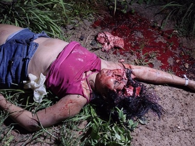 Young women executed with a massive headshot in forest 