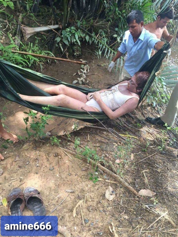 Sexy young woman in swimsuit drowned.