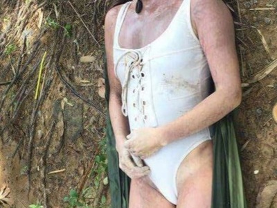 Sexy young woman in swimsuit drowned.