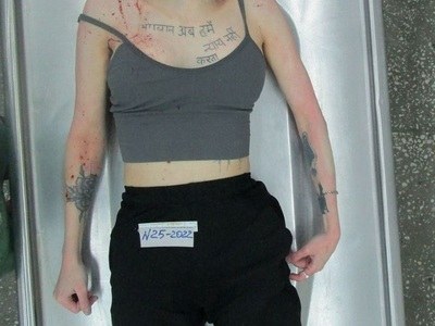 Young woman on morgue table 