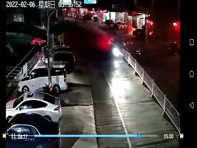 Chinese driver's entire body impaled after hitting central divider.