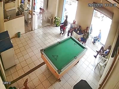 Gut shot guy runs away.