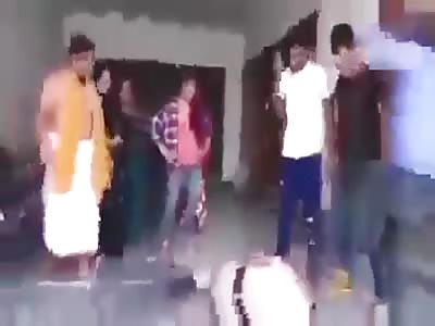 Police beaten by people in India.