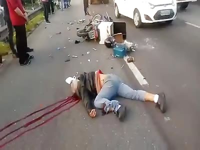 Motorbike crash Chi-na leprechaun. 