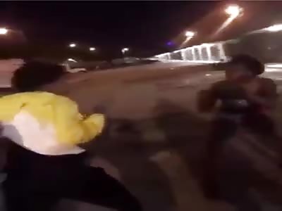 She got ran over for trying to help her friend fight. USA.