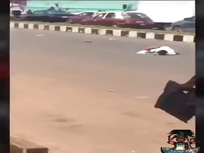 Young man falls from car in movement