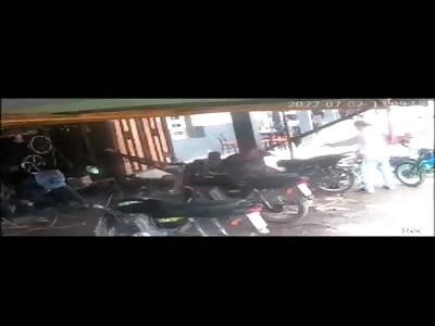 executed in motorcycle workshop