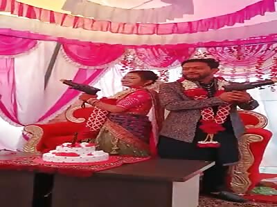 Fake gun explodes at Indian wedding.