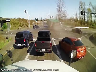 Brake Failure Sends Semi Truck Plowing Through Intersection