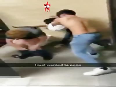 Two beating and a phlegmatic sitting on the toilet