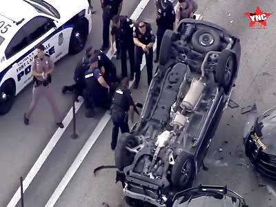 Police chase car on a Florida highway.