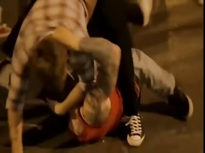 Mass battle on the street.