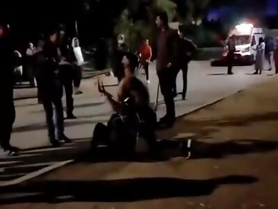 Hostage with a knife to the neck on a street in Morocco