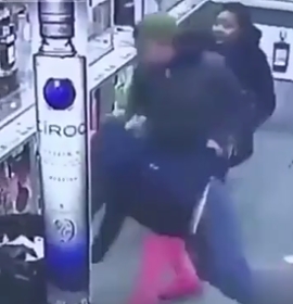 The old lady is attacked and brutally thrown in the trash