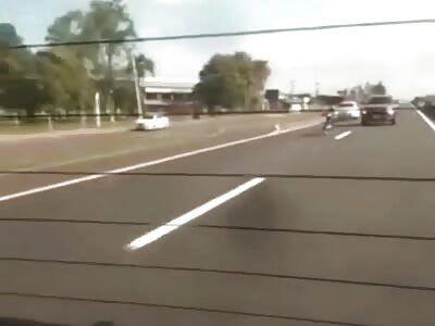 Idiot biker high speed crash.