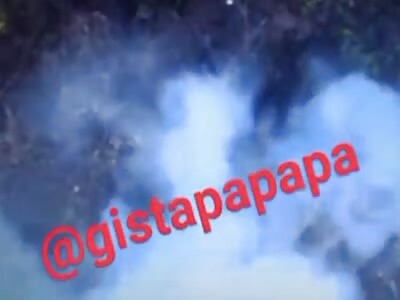 Grenade drops in a foxhole where 5 Russian soldiers