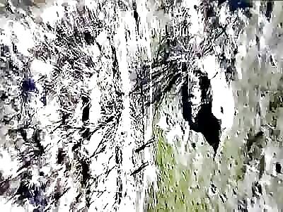 Ukrainian drone drops a grenade on two walking russian soldiers