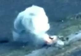 After hitting the Russian BMP, the Russian flew away