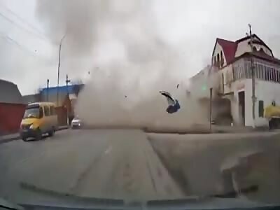 A gas explosion in a Russian shopping center