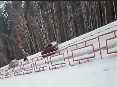 Drunk Russian wanted to commit suicide (2 angles)