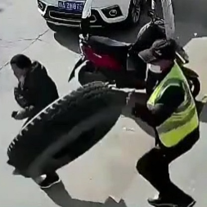 A Tire Propels Itself Right into a Human Body