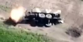 Russian supply truck drove over a landmine