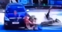 Biker gets dragged after colliding with another biker