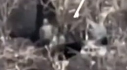 Explosion goes off on top of a Russian trench 