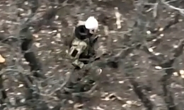 Precise grenade drop on a RU dugout and troops in the open