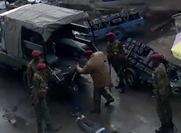 Police in Nairobi today during protests
