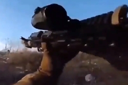 Ukrainian soldier is wounded by F1 grenade