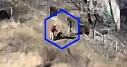 UA troops spotted operating a mortar while...