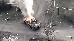 RU BMP-2 with a cope cage was destroyed (clean)