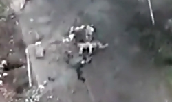 A UA strike launched a RU soldier through the air