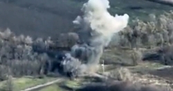 A Russian military truck carrying manpower hit two mines