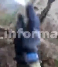 Russian soldier steps on a PFM-1 mine