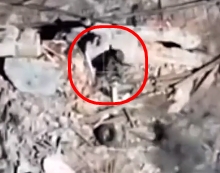 Russian soldier gets shot and falls over while walking 