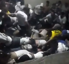Many casualties being reported following soccer stadium stampede.