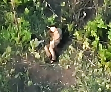 The drone follows a lone and probably wounded RU soldier