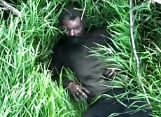 UA drone observes an exhausted and dirty Russian soldier