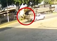 Fatal head-on collision between a motorcycle taxi and a car