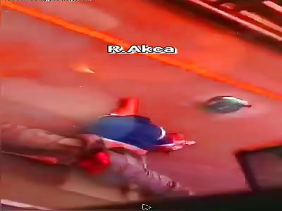 Dead biker with ripped groin.